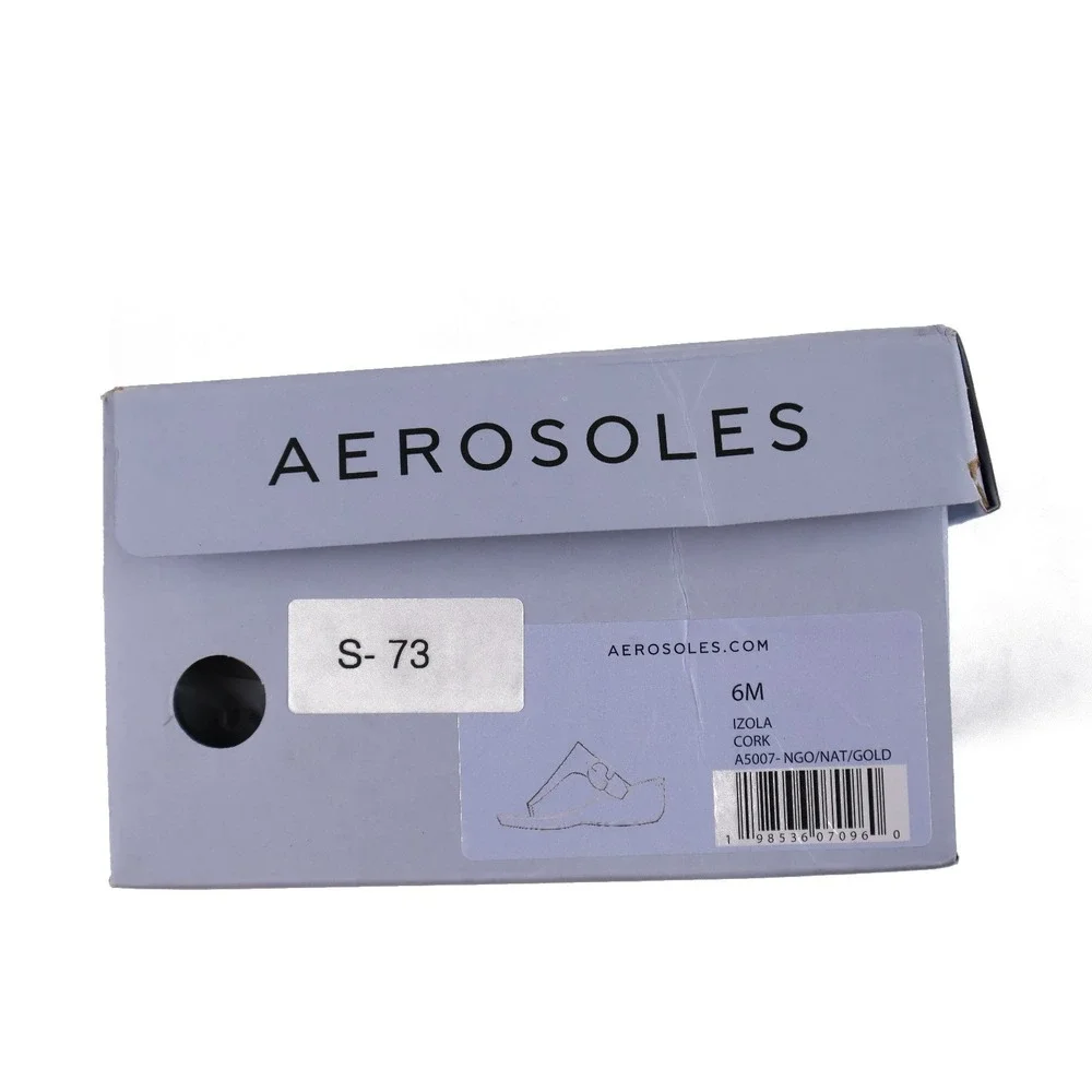 Aerosoles Wedge Sandals Izola Cork Gold Thong Size 6 Natural NWT
